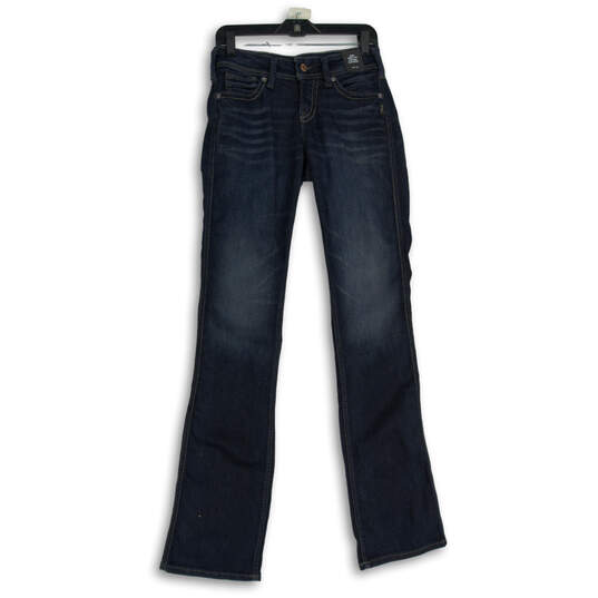 Womens Blue Denim Medium Wash Mid Rise Bootcut Leg Jeans Size 27W 35L image number 1