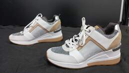 Women's White, Brown & Silver Tone MIchael Kors Shoes Size 8.5