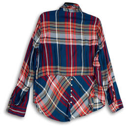 Womens Multicolor Plaid Collared Long Sleeve Flannel Button-Up Shirt Size M alternative image