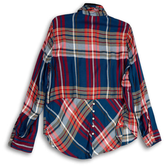 Womens Multicolor Plaid Collared Long Sleeve Flannel Button-Up Shirt Size M image number 2