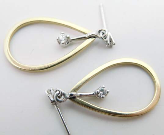 14K Yellow & White Gold 0.12 CTTW Diamond Teardrop Earrings 3.1g image number 5