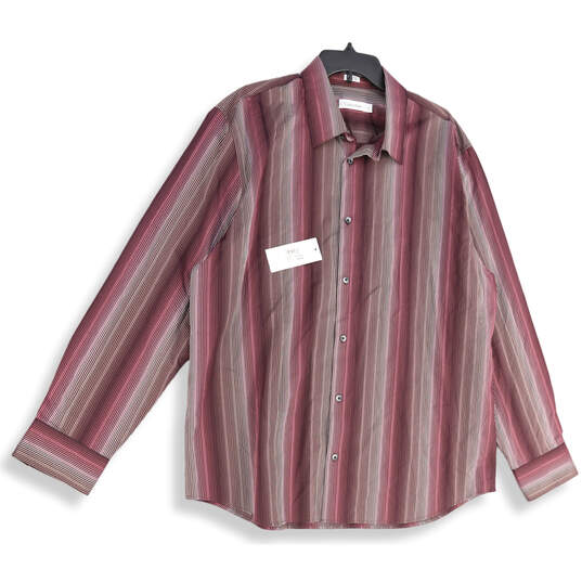 NWT Mens Purple Striped Long Sleeve Regular Fit Button-Up Shirt Size XL image number 1