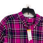 NWT Mens Pink Purple Plaid Collared Long Sleeve Buton-Up Shirt Size XL image number 3