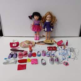 Pair of American Girl Dolls with Accessories Bundle