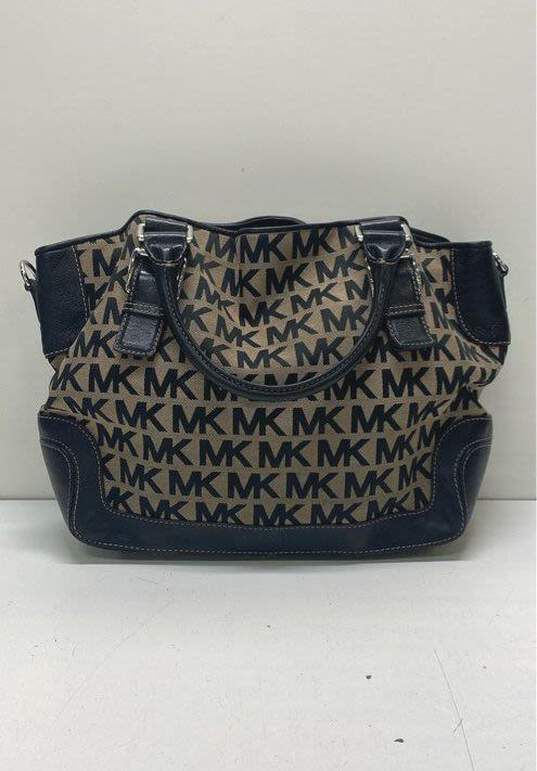 Michael Kors Y2K Tan Canvas & Black Leather Monogram Shoulder Bag image number 2