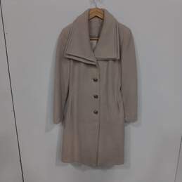 Calvin Klein Woman's Light Beige Wool Blend Overcoat Size P8