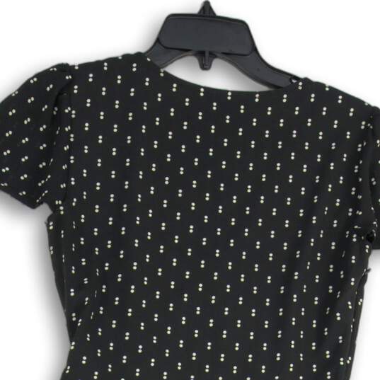 Abercrombie & Fitch Womens Black White Polka Dot Short Sleeve Wrap Dress Size S image number 4