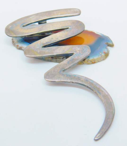 Vintage Taxco Mexican Artisan 925 Sterling Silver Statement Squiggle Pendant Brooch 18.0g image number 2