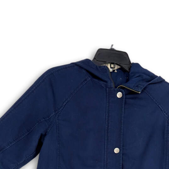 Womens Blue Long Sleeve Front Pockets Hooded Full-Zip Jacket Size Medium image number 3