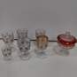 Tiffen Ruby Stained Kings Crown Cups and Candy Dish image number 1