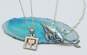 Beachy 925 Abalone Inlay Dolphin & Palm Tree Pendant Necklaces & Shell Wavy & Dolphins Rings 21.8g image number 3