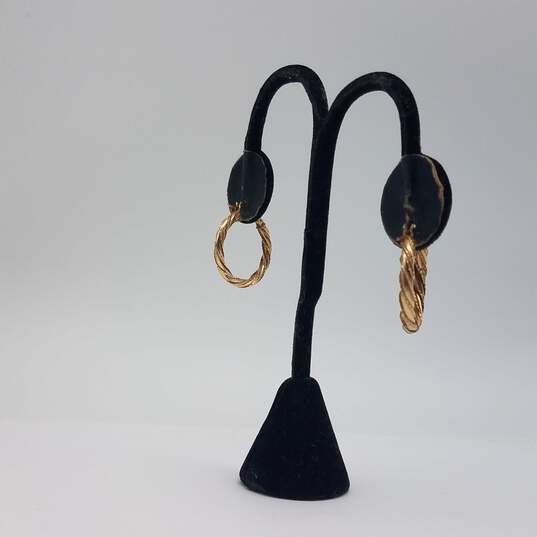 10k Gold Vintage Twist Round Hoop Earrings 1.8g image number 7