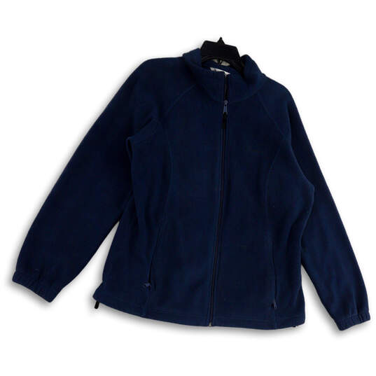 Mens Blue Stretch Pockets Long Sleeve Winter Full-Zip Fleece Jacket Size 1X image number 1