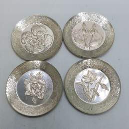 Franklin Mint Alphabet Sterling Silver Miniature Plates M, N, O, P 42.7g