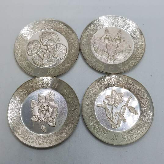 Franklin Mint Alphabet Sterling Silver Miniature Plates M, N, O, P 42.7g image number 1