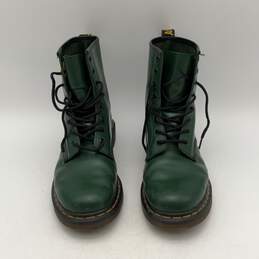 Dr. Martens Womens 1460 Green Leather Smooth Lace-Up Combat Boots Size 10 alternative image