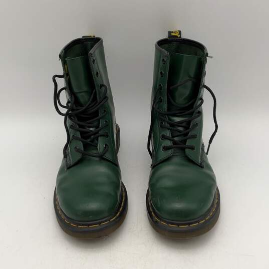 Dr. Martens Womens 1460 Green Leather Smooth Lace-Up Combat Boots Size 10 image number 2