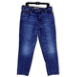 Womens Blue Denim Medium Wash Pockets Stretch Tapered Leg Jeans Size 14
