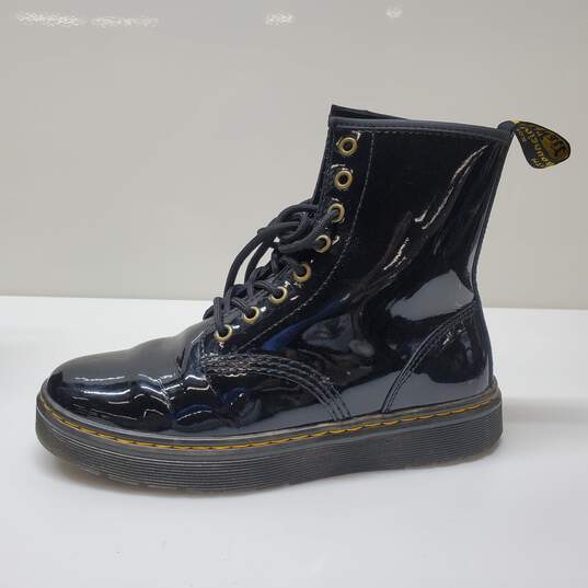 Dr. Martens Zavala Patent Leather Combat Boots Black Sz M6/L7 image number 2