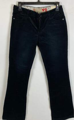NWT Guess Womens Black Velour Stretch Mid Rise Dark Wash Bootcut Jeans Size 28