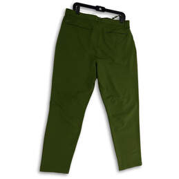 Mens Green Flat Front Slash Pocket Straight Leg Ankle Pants Size Large alternative image