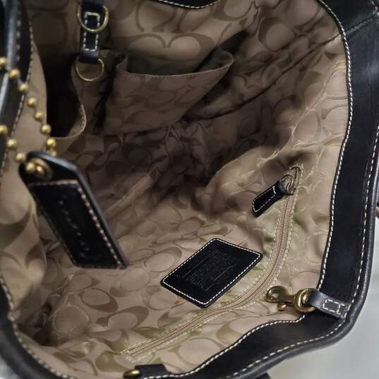 Coach Legacy Natural Woven Straw Black Leather Trim Handbag image number 5