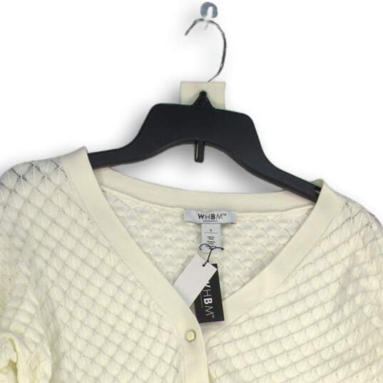 NWT White House Black Market Womens White Long Sleeve Cardigan Sweater Size S image number 3