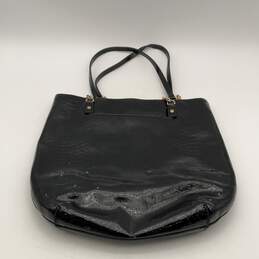 Michael Kors Womens Black Gold Leather Snake Skin Bag Charm Tote Handbag alternative image