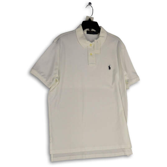 NWT Men's White Spread Collared Short Sleeve Polo Shirt Size X-Large image number 1