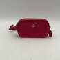 Womens Pink Leather Adjustable Strap Card Holder Zipper Crossbody Bag image number 1