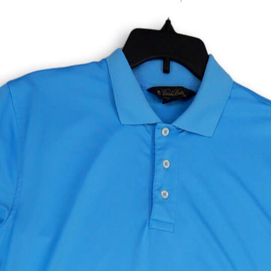 Mens Blue Regular Fit Short Sleeve Spread Collar Polo Shirt Size Medium image number 4