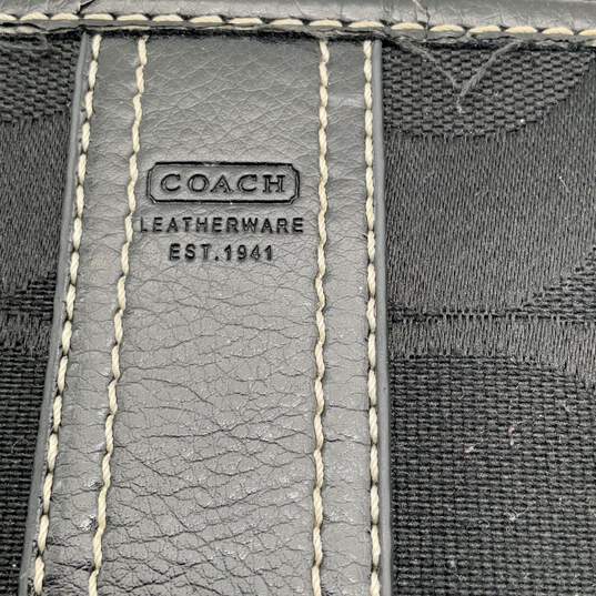 Coach Womens Black Signature Print Adjustable Strap Zipper Crossbody Bag Purse image number 4
