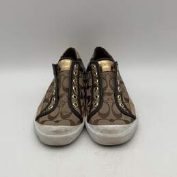 Womens Barrett Brown Gold Signature Print Lace Up Sneaker Shoes Size 8.5