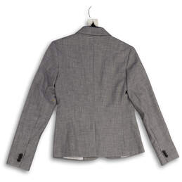 Womens Gray Long Sleeve Notch Lapel Single Breasted One Button Blazer Sz 2 alternative image