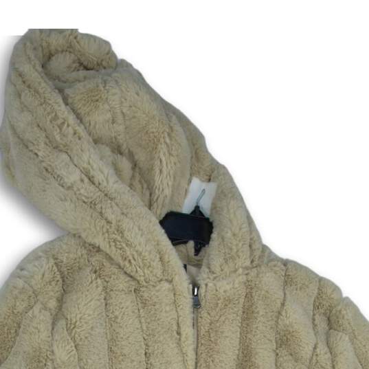 NWT Simply Vera Vera Wang Womens Beige Fleece Hooded Full-Zip Jacket Size Large image number 3