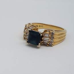 14k Gold Diamond Blue Gemstone Sz 4 3/4 Ring 5.4g