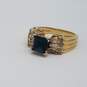 14k Gold Diamond Blue Gemstone Sz 4 3/4 Ring 5.4g image number 1