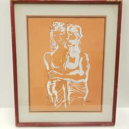 J. Wolins - Nude Couple Embrace - Limited Edition 182/250 Serigraph Vintage Artwork Signed