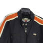 Mens Black Orange Long Sleeve Band Collar Full-Zip Jacket Size 2XL image number 3
