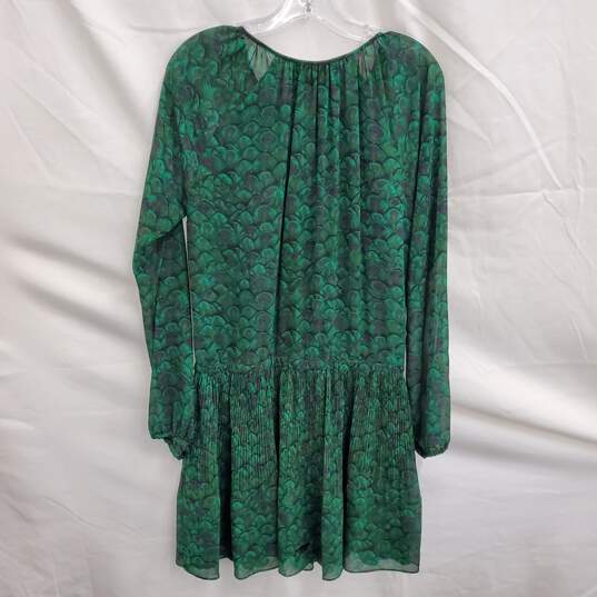 Michael Kors 'Nila' Women's Green Peacock Print Drop Waist Dress Size M image number 2