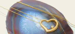 Romantic 10K Yellow Gold Diamond Accent Open Heart Pendant On Box Chain Necklace 1.3g