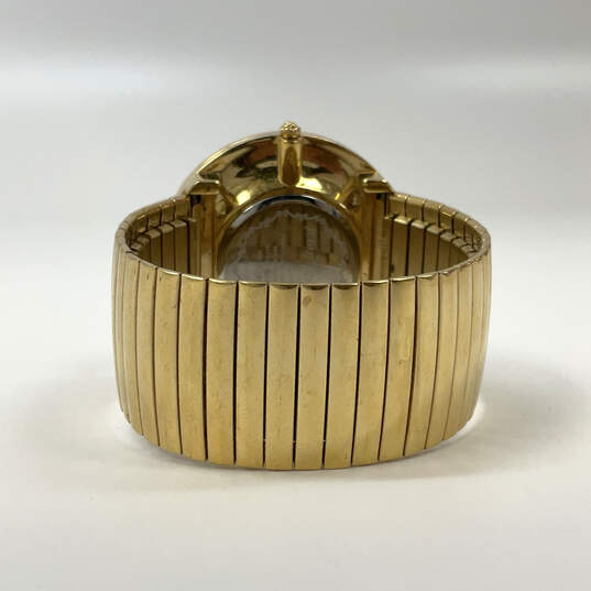 Designer Betsey Johnson Gold-Tone Rhinestone Round Dial Analog Wristwatch image number 2