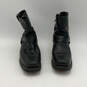 Womens Black Leather Square Toe Side Zip Mid-Calf Biker Boots Size 9 image number 1