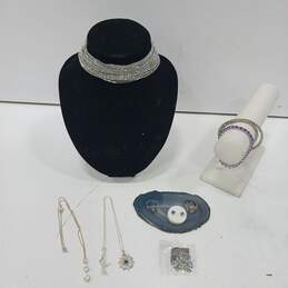 Purple & Silver Toned Fashion Jewelry Assorted 9pc Lot