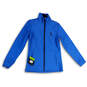 NWT Womens Blue Mock Neck Long Sleeve Welt Pocket Full-Zip Jacket Size 12 image number 1