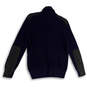 Mens Blue Long Sleeve Mock Neck Quarter Zip Knitted Pullover Sweater Size L image number 2