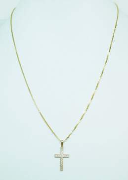 Fancy 14k Yellow Gold Etched Cross Pendant Necklace 2.5g