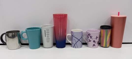 Bundle of 7 Assorted Starbucks Drinkware w/ 1 Fiestaware Blue Ceramic Mug image number 3