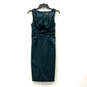 Womens Green Sleeveless Split Neck Back Zip Pleated Sheath Dress Size 4 image number 1