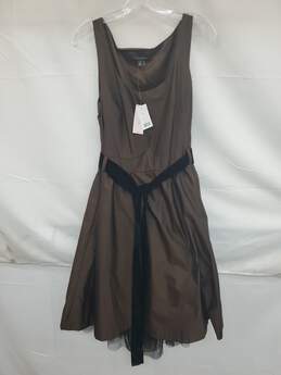 Wm Banana Republic Brown Polyester Belted Dress Sz 12P Petite W/Tag